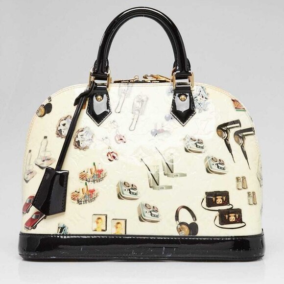 Louis Vuitton White Monogram Vernis and Stickers Alma PM Bag - Picture 1 of 11